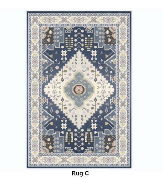 Living Room Vintage Area Rugs, Morocco Area Rugs for Dining Room, Traditional Persain Rugs for Bedroom, Traditional Colorful Persian Rugs-Silvia Home Craft