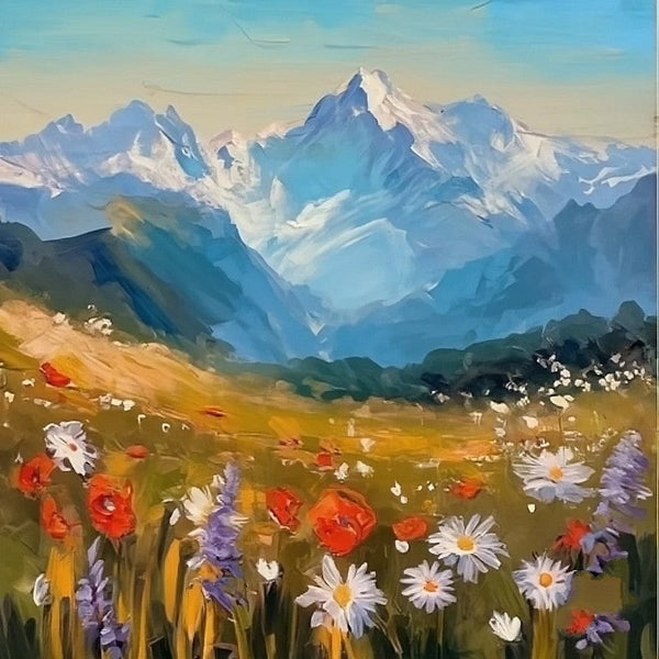 The Alps Mountain Painting, Original Small Landscape Paintings, Heavy Texture Canvas Art, Small Canvas Paintings, Easy Landscape Painting Ideas, Simple Small Canvas Paintings-Silvia Home Craft