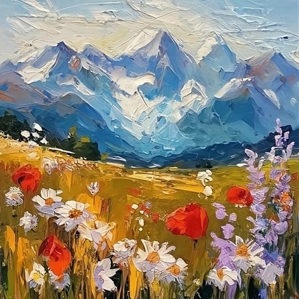 Original Small Landscape Paintings, Heavy Texture Canvas Art, The Alps Mountain Painting, Small Canvas Paintings, Easy Landscape Painting Ideas, Simple Small Canvas Paintings-Silvia Home Craft