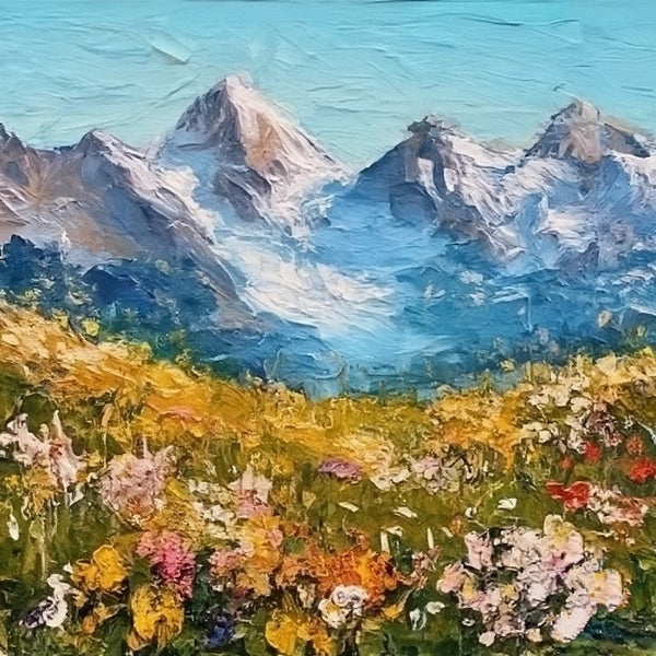 Heavy Texture Canvas Art, Small Canvas Paintings, The Alps Mountain Painting, Original Small Landscape Paintings, Easy Landscape Painting Ideas, Simple Small Canvas Paintings-Silvia Home Craft