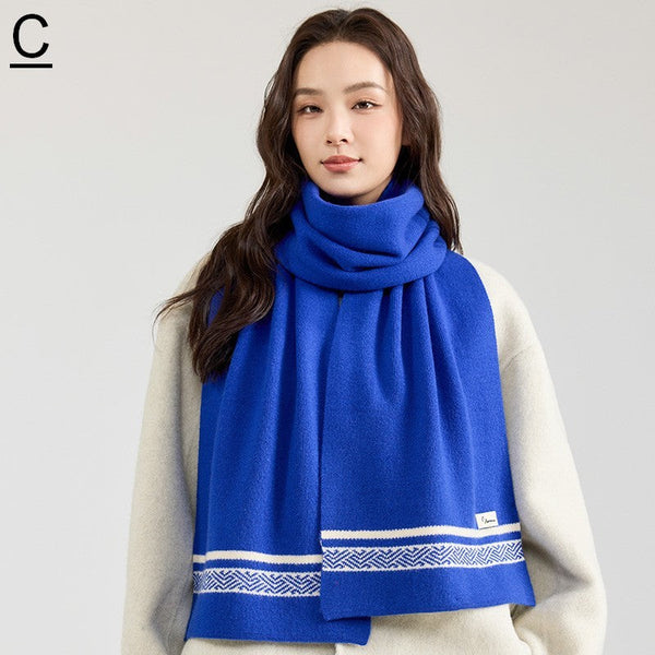 Modern Winter Scarf, Blue Casual Scarf for Women, Fashion Designer Scarf, Cold Weather Scarf, Wool Scarf for Women, Soft Cashmere Scarf for Women-Silvia Home Craft