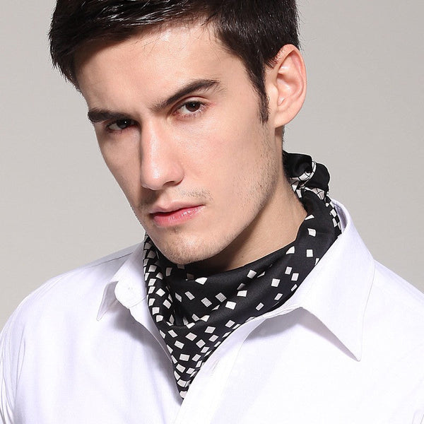 Mens Dress Silk Scarf, Pure Silk Square Scarf, Soft Silk Scarf Mens, Skinny Silk Scarf Men, Silk Neckerchief For Men, Summer Silk Scarf Men, Formal Silk Scarf Mens, Small Square Silk Scarf-Silvia Home Craft
