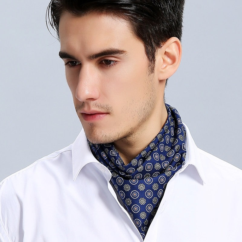 Mens Silk Neck Scarf For Work Casual Business Lightweight Square Ascot