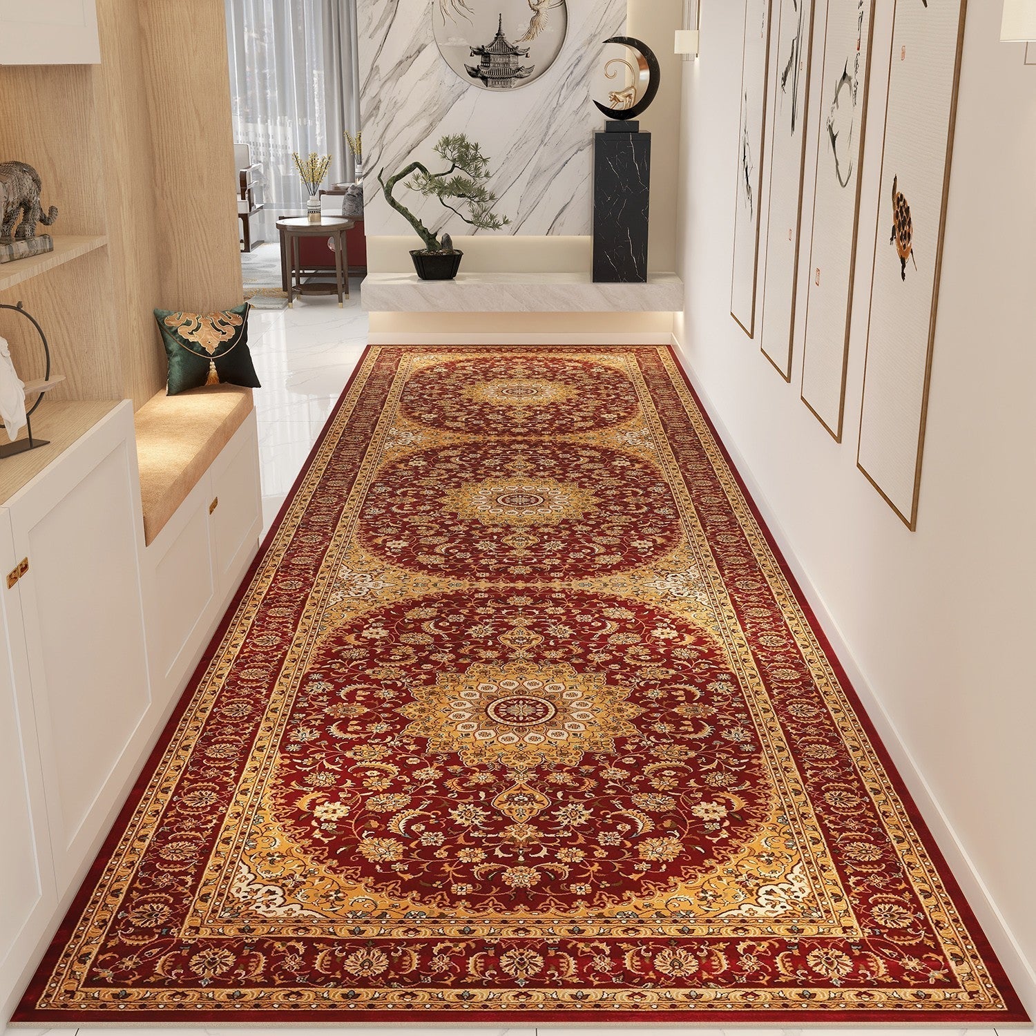 Long Narrow Hallway Runners, Kitchen Runner Rugs, Washable Entryway Runner Rug Ideas, Colorful Persian Runner Rugs for Bedside, Non Slip Entrance Runner Rugs-Silvia Home Craft
