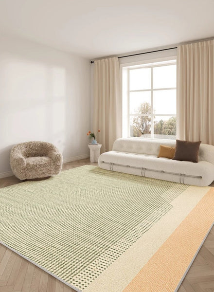 Contemporary Abstract Rugs for Dining Room, Living Room Modern Rug Ideas, Bedroom Floor Rugs, Green Abstract Rugs for Living Room-Silvia Home Craft