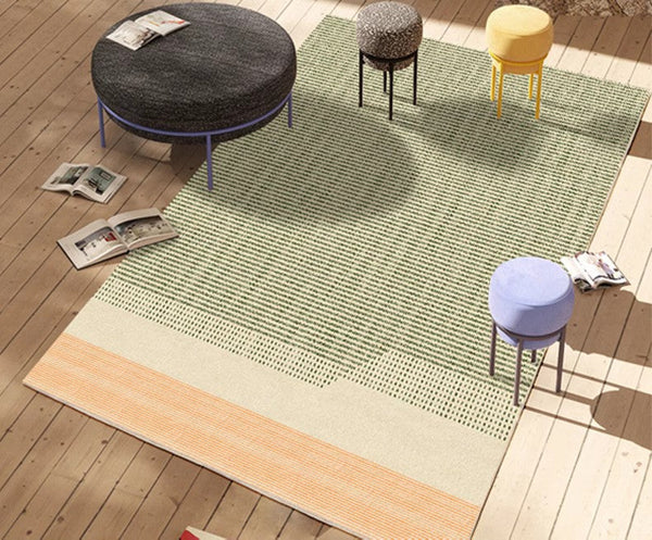 Contemporary Abstract Rugs for Dining Room, Living Room Modern Rug Ideas, Bedroom Floor Rugs, Green Abstract Rugs for Living Room-Silvia Home Craft