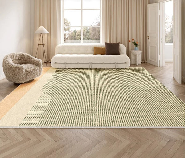 Contemporary Abstract Rugs for Dining Room, Living Room Modern Rug Ideas, Bedroom Floor Rugs, Green Abstract Rugs for Living Room-Silvia Home Craft