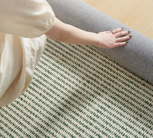 Contemporary Abstract Rugs for Dining Room, Living Room Modern Rug Ideas, Bedroom Floor Rugs, Green Abstract Rugs for Living Room-Silvia Home Craft