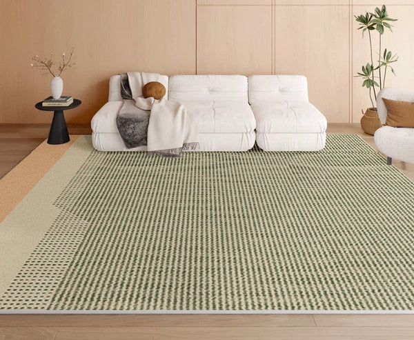 Contemporary Abstract Rugs for Dining Room, Living Room Modern Rug Ideas, Bedroom Floor Rugs, Green Abstract Rugs for Living Room-Silvia Home Craft