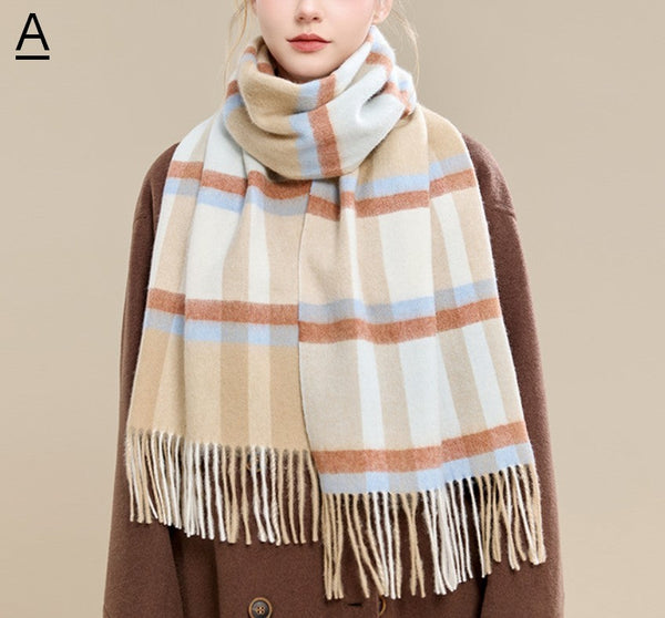Elegant Wool Scarves, Winter Wool Scarf, Warm Winter Scarf, Holiday Scarf, Christmas Gifts for Her, Cold Weather Scarf, Fashion Scarf, Soft Cashmere Scarf for Girls-Silvia Home Craft