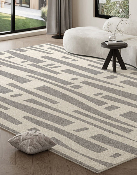 Large Modern Rugs for Living Room, Gray Geometric Area Rugs for Bedroom, Contemporary Area Rugs for Dining Room-Silvia Home Craft