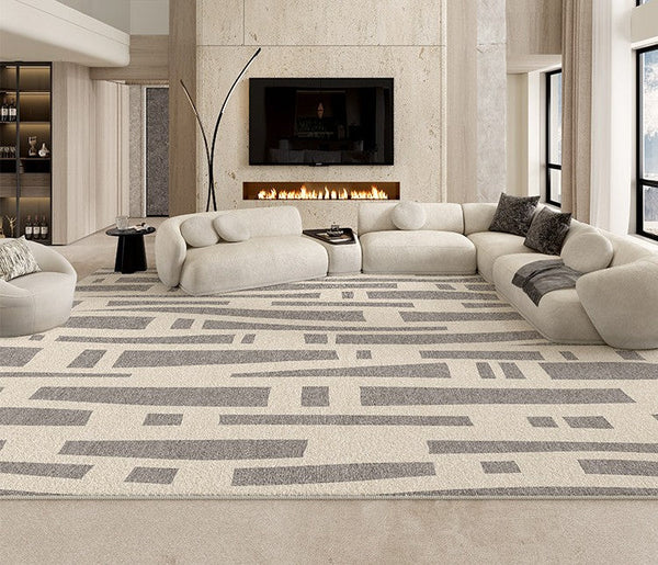Large Modern Rugs for Living Room, Gray Geometric Area Rugs for Bedroom, Contemporary Area Rugs for Dining Room-Silvia Home Craft