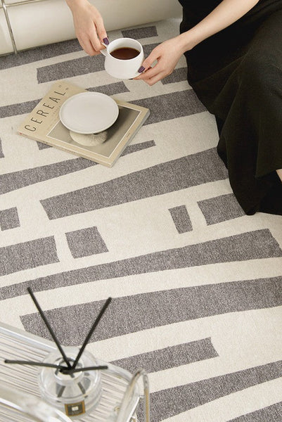 Large Modern Rugs for Living Room, Gray Geometric Area Rugs for Bedroom, Contemporary Area Rugs for Dining Room-Silvia Home Craft