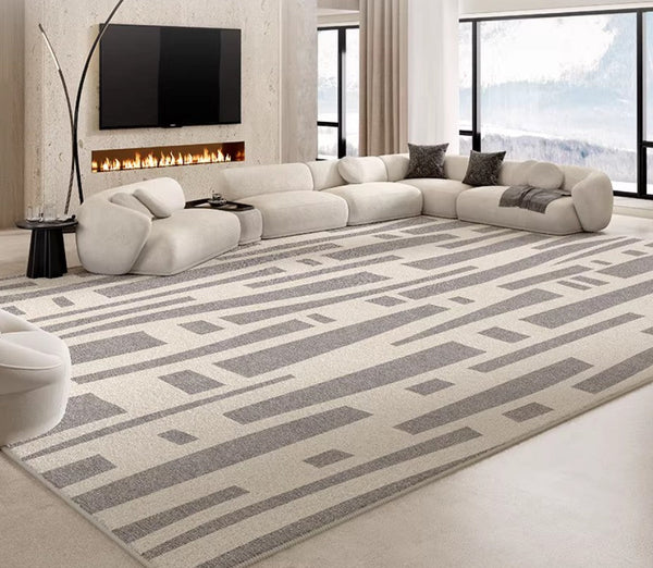 Large Modern Rugs for Living Room, Gray Geometric Area Rugs for Bedroom, Contemporary Area Rugs for Dining Room-Silvia Home Craft
