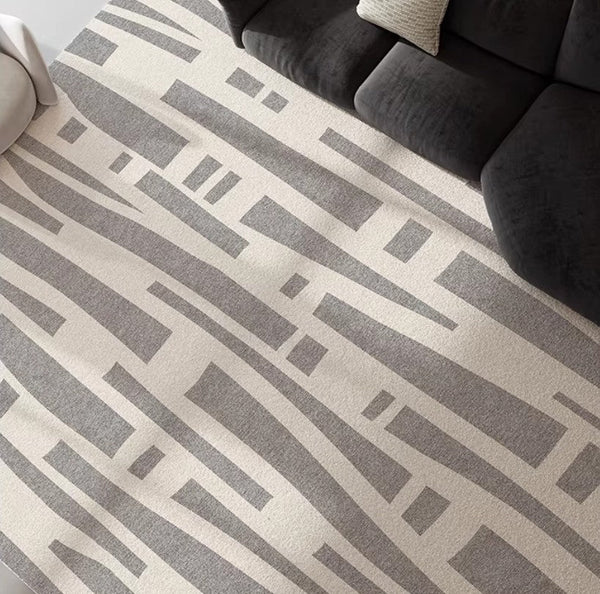 Large Modern Rugs for Living Room, Gray Geometric Area Rugs for Bedroom, Contemporary Area Rugs for Dining Room-Silvia Home Craft