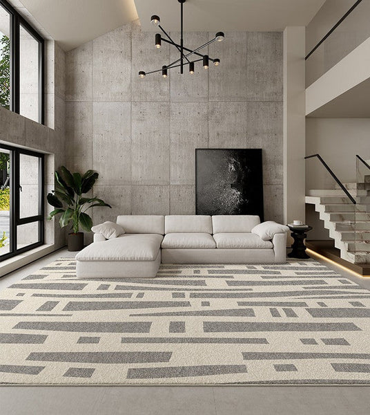 Large Modern Rugs for Living Room, Gray Geometric Area Rugs for Bedroom, Contemporary Area Rugs for Dining Room-Silvia Home Craft