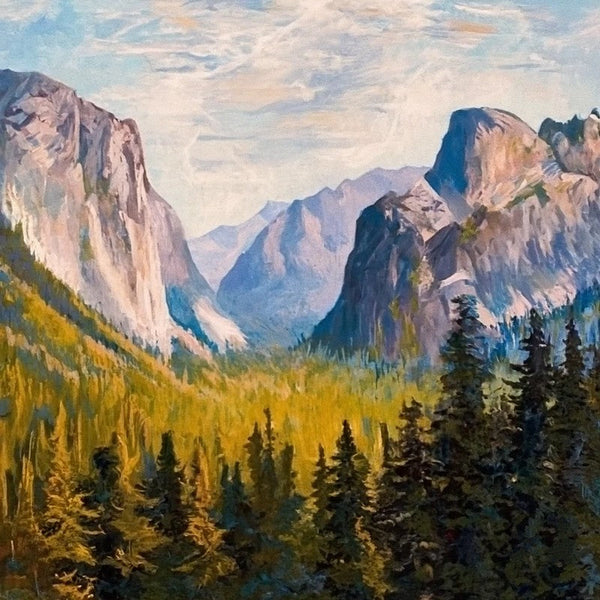 Original Small Landscape Paintings, Small Hand Painted Canvas Art, Yosemite National Park Mountain Painting, Easy Landscape Painting Ideas, Simple Small Canvas Paintings-Silvia Home Craft