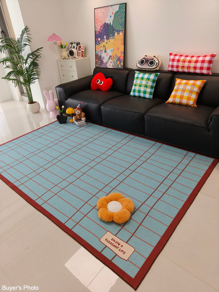 Modern Living Room Rug Ideas, Mid Century Contemporary Rugs, Geometric Modern Area Rugs, Blue Modern Rugs for Dining Room-Silvia Home Craft