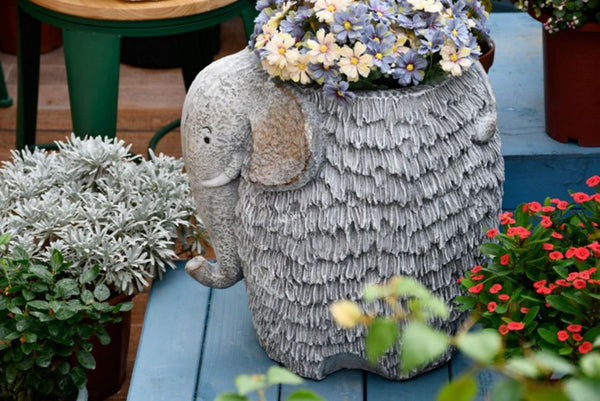 Elephant Flower Pot, Modern Animal Statue for Garden Ornaments, Large Elephant Flowerpot, Resin Statue for Garden, Villa Outdoor Decor Gardening Ideas-Silvia Home Craft