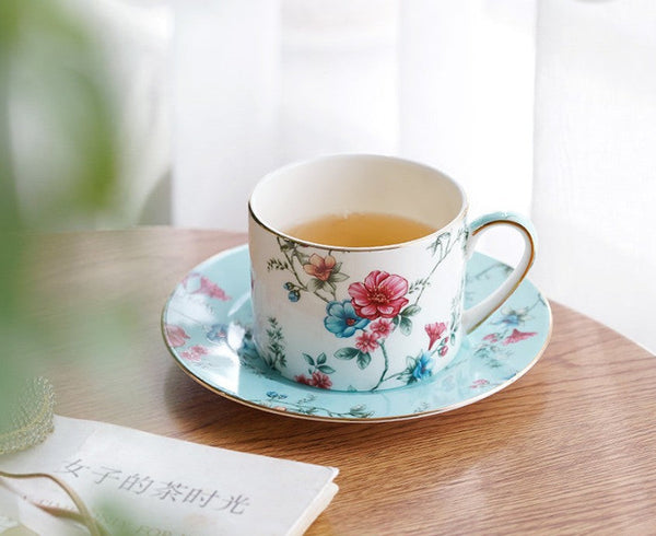 Elegant Coffee Cup, Porcelain Tea cups, British Tea Cup Set, Vintage Tea Cup Set, Afternoon Tea Cup with Saucer Set, Porcelain Coffee Cups, Coffee Cup in Gift Box-Silvia Home Craft