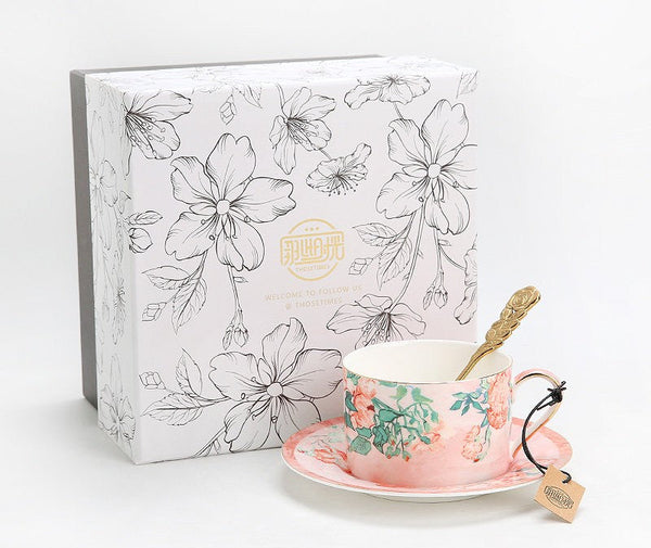 Porcelain Tea cups, British Tea Cup Set, Afternoon Tea Cup with Saucer Set, Elegant Coffee Cup, Porcelain Coffee Cups, Coffee Cup in Gift Box, Vintage Tea Cup Set-Silvia Home Craft
