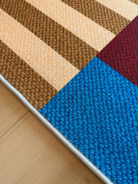 Modern Living Room Rug Ideas, Blue Mid Century Modern Rugs, Colorful Modern Rugs for Dining Room, Geometric Contemporary Area Rugs-Silvia Home Craft
