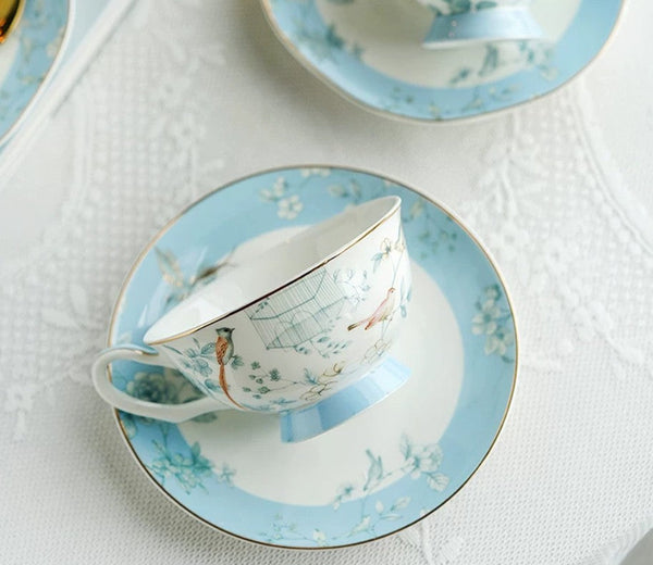Luxury Tea Cup with Saucer, Elegant Coffee Cup, Ceramic Tea Cup Set, Porcelain Coffee Cup, Porcelain Tea cups, British Tea Cup Set, Afternoon Tea Cup with Saucer Set-Silvia Home Craft