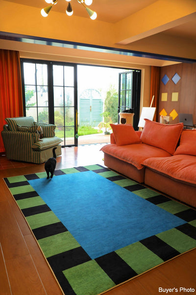 Mid Century Contemporary Rugs, Geometric Modern Rugs, Modern Living Room Rug Ideas, Colorful Area Rugs for Dining Room-Silvia Home Craft