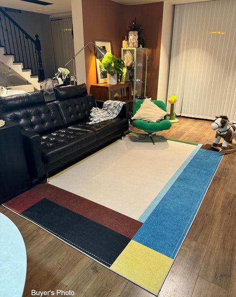 Modern Living Room Rug Ideas, Geometric Contemporary Area Rugs, Mid Century Modern Rugs, Colorful Modern Rugs for Bedroom-Silvia Home Craft