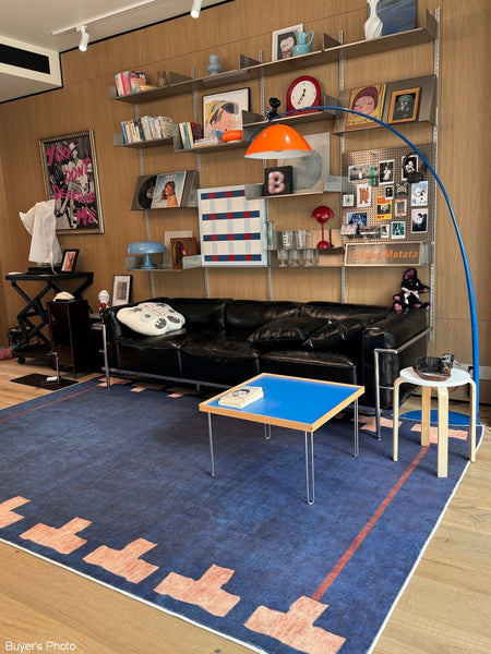 Unique Blue Modern Rugs for Dining Room, Bedroom Modern Floor Carpet, Mid Century Area Rugs, Contemporary Modern Living Room Rug Ideas-Silvia Home Craft