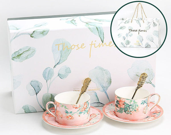 Porcelain Tea cups, British Tea Cup Set, Afternoon Tea Cup with Saucer Set, Elegant Coffee Cup, Porcelain Coffee Cups, Coffee Cup in Gift Box, Vintage Tea Cup Set-Silvia Home Craft