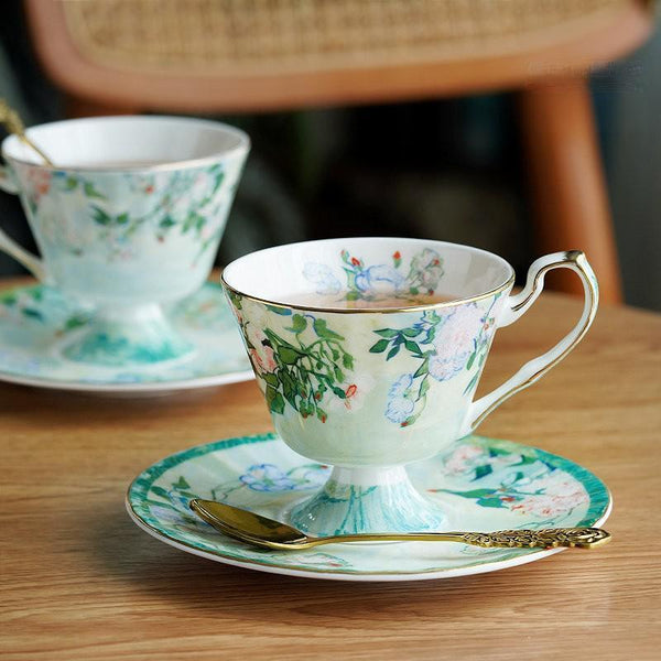 Porcelain Tea Saucer, Ceramic Tea Cup Set, British Tea Cup Set, Luxury Tea Cup Set, Elegant Coffee Cup-Silvia Home Craft
