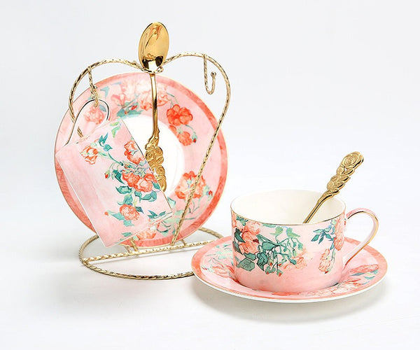 Elegant Coffee Cup, Porcelain Tea cups, British Tea Cup Set, Afternoon Tea Cup with Saucer Set, Porcelain Coffee Cups, Coffee Cup in Gift Box, Vintage Tea Cup Set-Silvia Home Craft