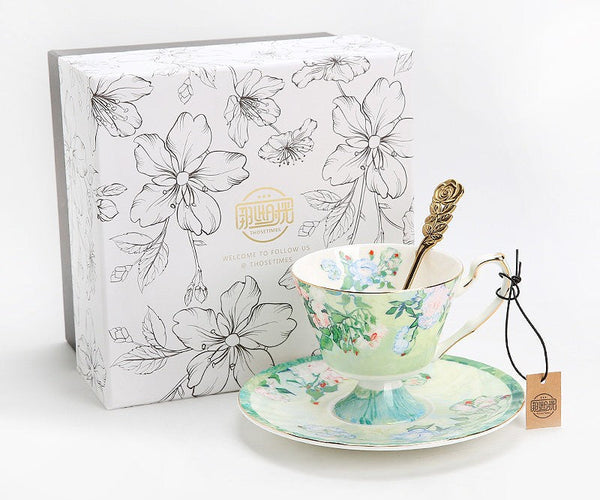 Porcelain Tea Saucer, Ceramic Tea Cup Set, British Tea Cup Set, Luxury Tea Cup Set, Elegant Coffee Cup-Silvia Home Craft
