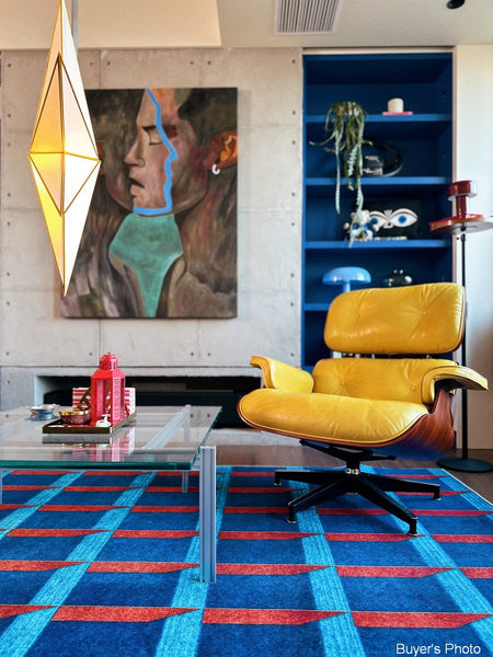 Mid Century Modern Rugs, Bedroom Modern Floor Carpet, Blue Modern Rug Designs, Contemporary Modern Rugs for Dining Room, Living Room Rug Ideas-Silvia Home Craft