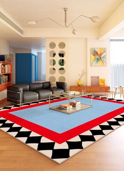 Colorful Modern Rugs for Bedroom, Contemporary Modern Rugs for Living Room, Geometric Modern Rugs, Modern Carpets under Coffee Table-Silvia Home Craft