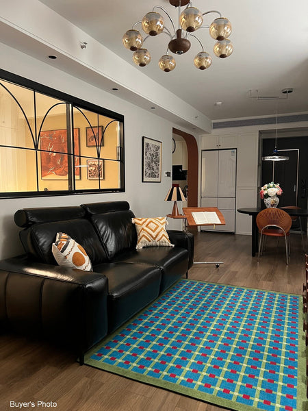 Contemporary Modern Rugs for Living Room, Mid Century Modern Rugs, Colorful Absract Rugs for Bedroom, Minimalist Geometric Rugs for Living Room-Silvia Home Craft