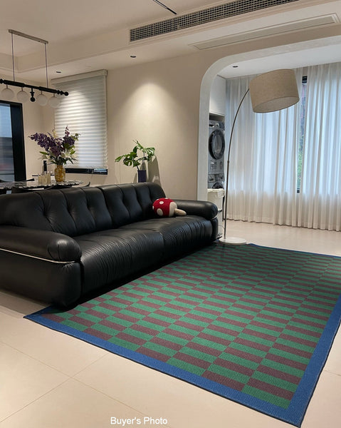 Modern Living Room Rug Ideas, Geometric Contemporary Area Rugs, Green Mid Century Modern Rugs, Colorful Modern Rugs for Dining Room-Silvia Home Craft