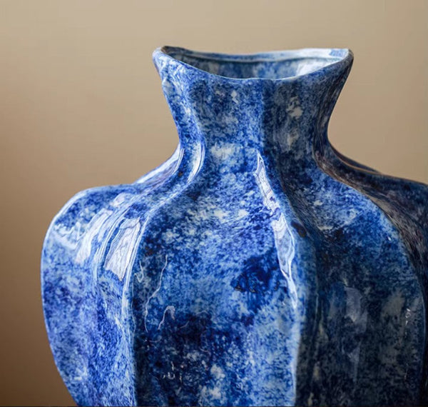 Handmade Water Holding Flower Vases, Centerpiece on Dining Table, Blue Ceramic Bud Vases, Tall Flower Vases on Table, Modern Pottery Flower Vases-Silvia Home Craft