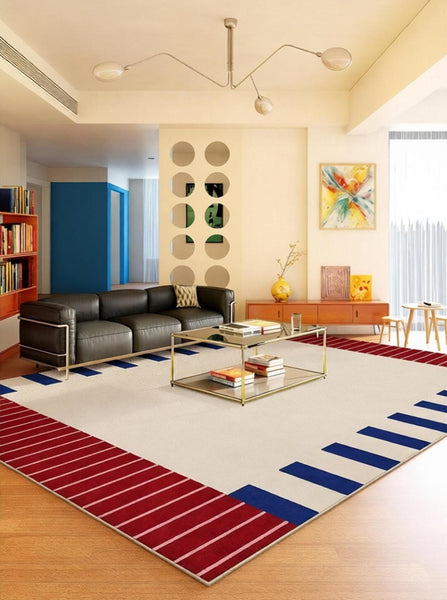 Geometric Modern Rugs, Modern Carpets under Coffee Table, Colorful Modern Rugs for Bedroom, Contemporary Modern Rugs for Living Room-Silvia Home Craft