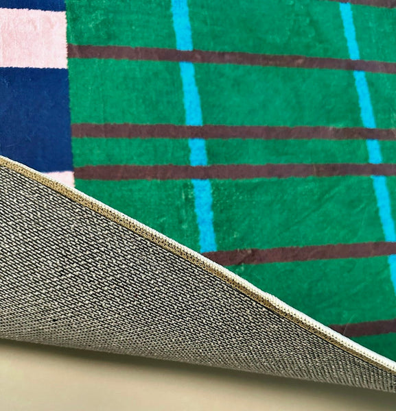Modern Rugs for Living Room, Geometric Area Rugs, Green Mid Century Contemporary Rugs, Colorful Area Rugs for Bedroom-Silvia Home Craft