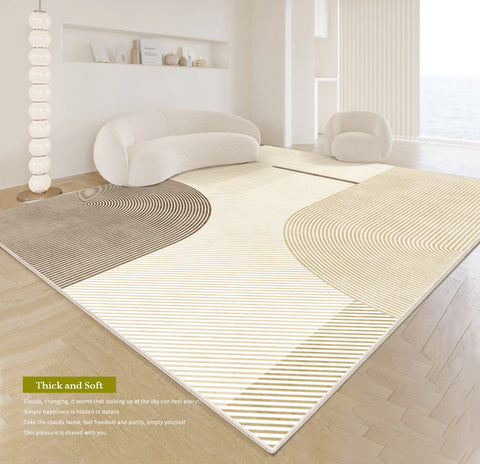 Abstract Contemporary Modern Rugs, Thick Modern Rugs for Living Room, Modern Rugs for Dining Room, Geometric Contemporary Rugs Next to Bed-Silvia Home Craft