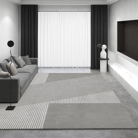 Modern Rug Placement Ideas for Bedroom, Contemporary Modern Rugs for Living Room, Geometric Modern Rugs for Sale, Gray Rugs for Dining Room-Silvia Home Craft