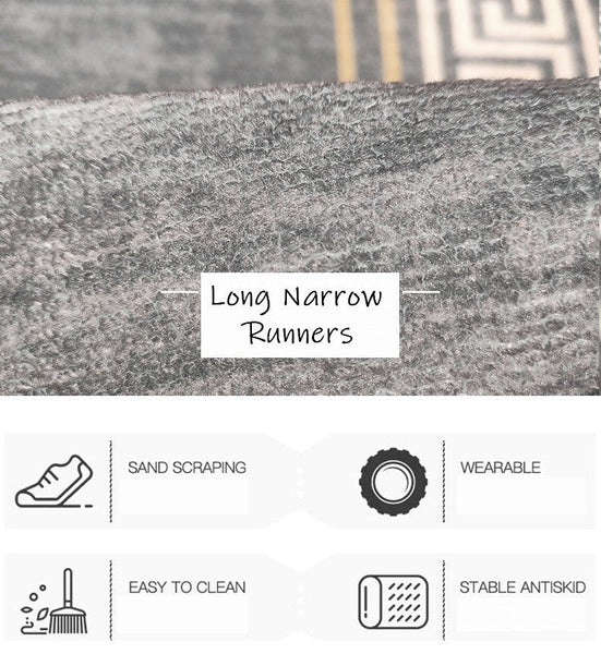 Modern Long Hallway Runners, Kitchen Runner Rugs, Entryway Runner Rugs, Grey Runners for Entrance Hallway, Long Hallway Runners, Long Narrow Runner Rugs-Silvia Home Craft