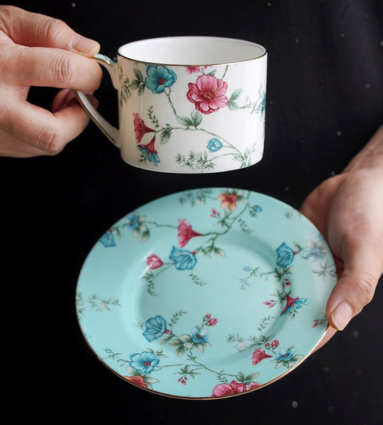 Elegant Coffee Cup, Porcelain Tea cups, British Tea Cup Set, Vintage Tea Cup Set, Afternoon Tea Cup with Saucer Set, Porcelain Coffee Cups, Coffee Cup in Gift Box-Silvia Home Craft