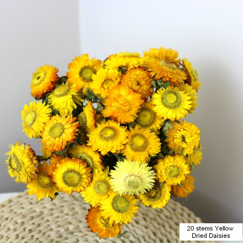 Natural Decorations, A Bunch of Dried Daisy Flowers, Flower Arrangements, Natural Dried Yellow Daisy Flowers, Handmade Artificial Flowers for Home Decor-Silvia Home Craft