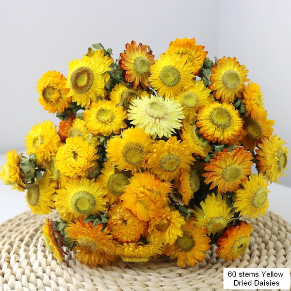 Natural Decorations, A Bunch of Dried Daisy Flowers, Flower Arrangements, Natural Dried Yellow Daisy Flowers, Handmade Artificial Flowers for Home Decor-Silvia Home Craft