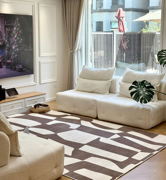 Abstract Contemporary Rugs for Bedroom, Modern Rugs under Sofa, Dining Room Floor Rugs, Modern Rug Ideas for Living Room-Silvia Home Craft