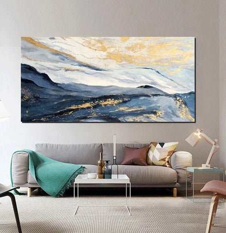 Acrylic Abstract Painting Behind Couch, Buy Paintings Online, Large Painting on Canvas, Living Room Wall Art Paintings, Simple Acrylic Painting Ideas-Silvia Home Craft