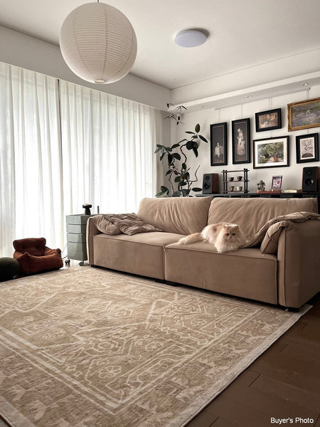 Large Modern Rugs under Dining Room Table, Contemporary Abstract Rugs Next to Bed, Geometric Modern Carpets for Office, Vintage Soft Turkish Rug for Living Room-Silvia Home Craft